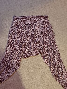 Printed Maroon and White Boho Buddha Pants